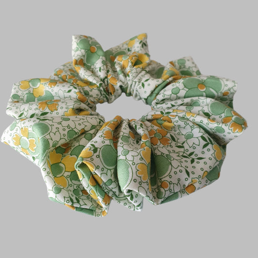 Scrunchie, large, Green & Yellow Floral