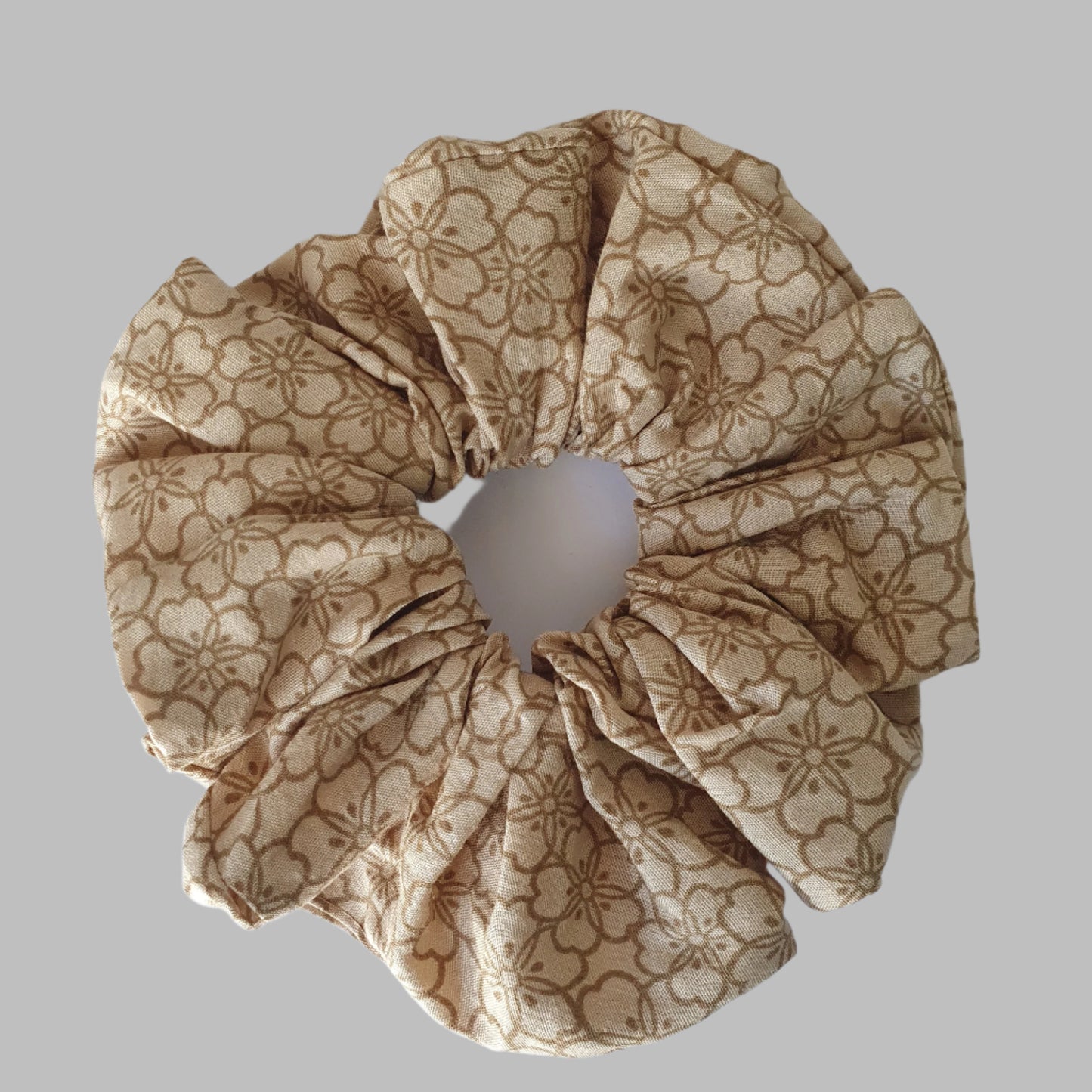 Scrunchie, large, Brown Flowers