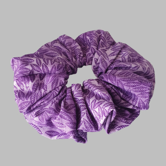 Scrunchie, large, Purple Leaves